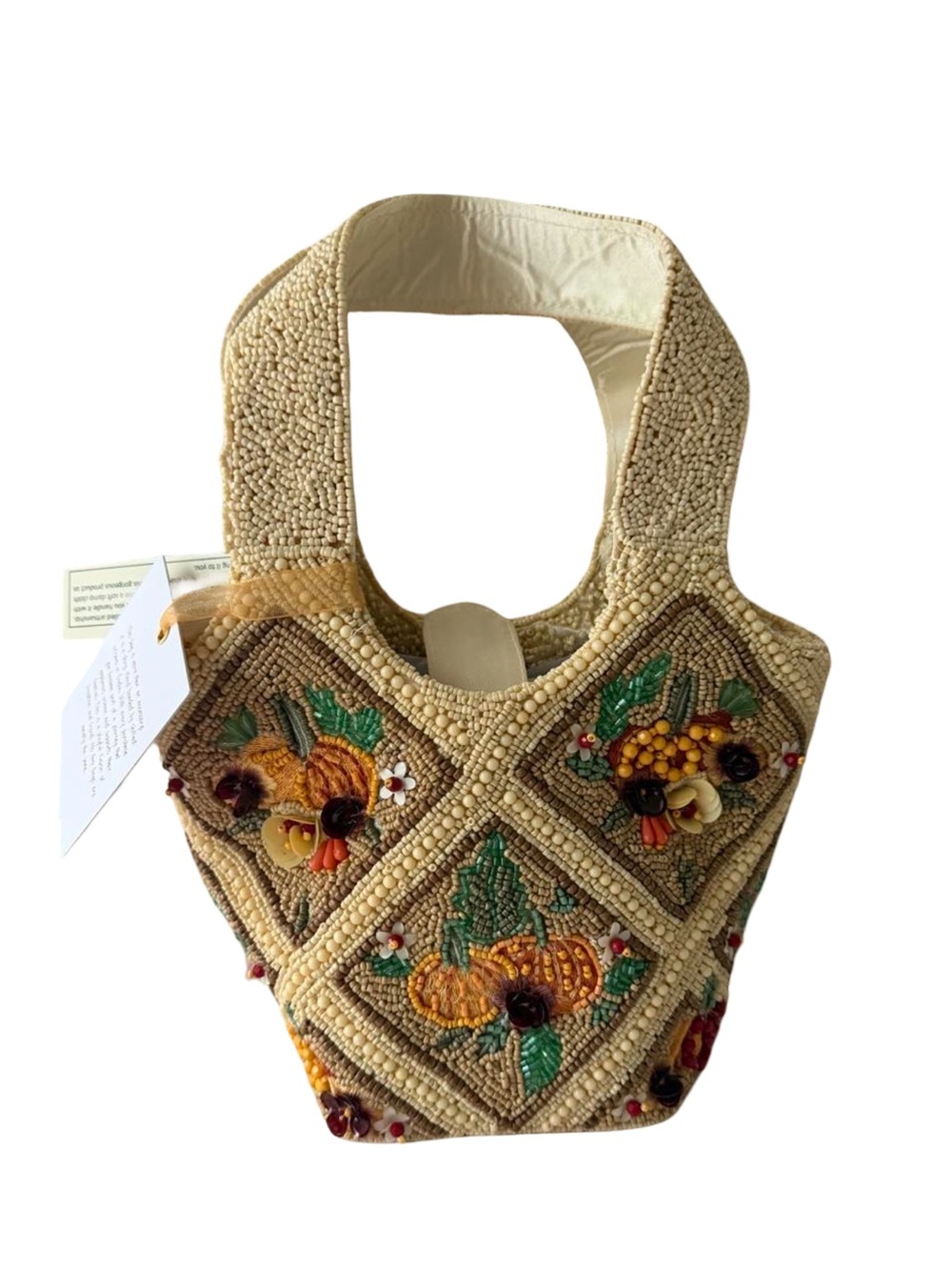Marshalls Cream Beaded Pumpkin & Floral Shoulder Bag